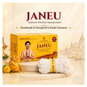 Kashitvam janeu thread pack of 40, white cotton sacred threads on a plain