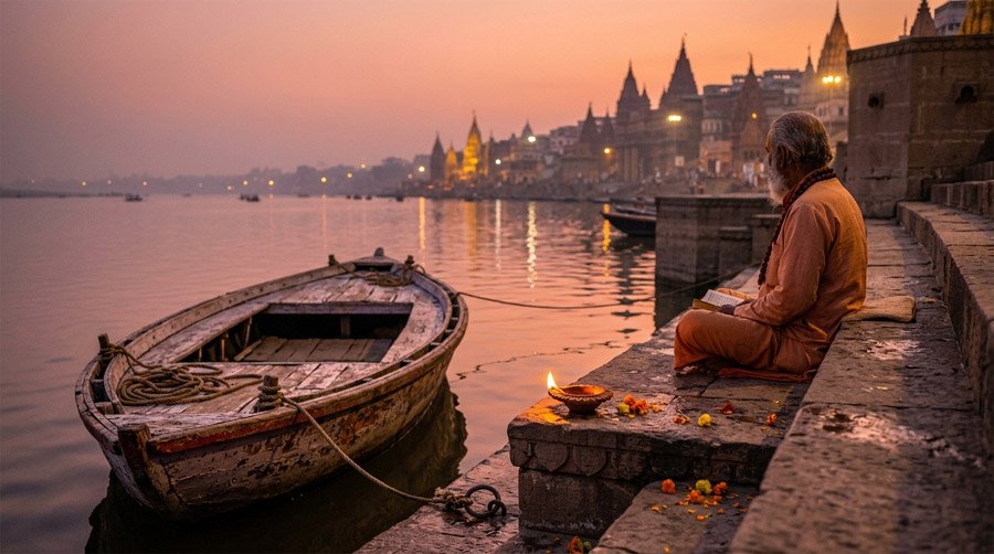 Kashi ghats and meditation